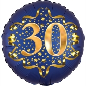 Satin Navy Blue Zahl 30 Luftballon aus Folie zum 30. Geburtstag, 45 cm, Satin Luxe