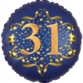 Satin Navy Blue Zahl 31 Luftballon aus Folie zum 31. Geburtstag, 45 cm, Satin Luxe