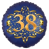 Satin Navy Blue Zahl 38 Luftballon aus Folie zum 38. Geburtstag, 45 cm, Satin Luxe
