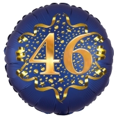 Satin Navy Blue Zahl 46 Luftballon aus Folie zum 46. Geburtstag, 45 cm, Satin Luxe