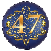 Satin Navy Blue Zahl 47 Luftballon aus Folie zum 47. Geburtstag, 45 cm, Satin Luxe