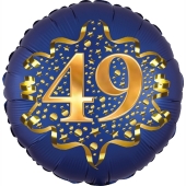 Satin Navy Blue Zahl 49 Luftballon aus Folie zum 49. Geburtstag, 45 cm, Satin Luxe