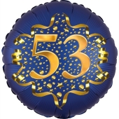 Satin Navy Blue Zahl 53 Luftballon aus Folie zum 53. Geburtstag, 45 cm, Satin Luxe, heliumgefüllt