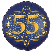 Satin Navy Blue Zahl 55 Luftballon aus Folie zum 55. Geburtstag, 45 cm, Satin Luxe