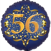 Satin Navy Blue Zahl 56 Luftballon aus Folie zum 56. Geburtstag, 45 cm, Satin Luxe