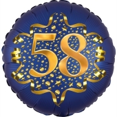 Satin Navy Blue Zahl 58 Luftballon aus Folie zum 58. Geburtstag, 45 cm, Satin Luxe, heliumgefüllt