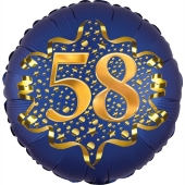 Satin Navy Blue Zahl 58 Luftballon aus Folie zum 58. Geburtstag, 45 cm, Satin Luxe