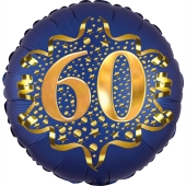 Satin Navy Blue Zahl 60 Luftballon aus Folie zum 60. Geburtstag, 45 cm, Satin Luxe