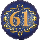 Satin Navy Blue Zahl 61 Luftballon aus Folie zum 61. Geburtstag, 45 cm, Satin Luxe