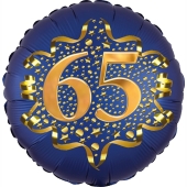 Satin Navy Blue Zahl 65 Luftballon aus Folie zum 65. Geburtstag, 45 cm, Satin Luxe