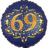Satin Navy Blue Zahl 69 Luftballon aus Folie zum 69. Geburtstag, 45 cm, Satin Luxe