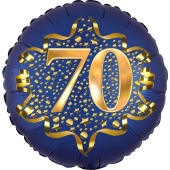 Satin Navy Blue Zahl 70 Luftballon aus Folie zum 70. Geburtstag, 45 cm, Satin Luxe