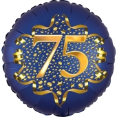 Satin Navy Blue Zahl 75 Luftballon aus Folie zum 75. Geburtstag, 45 cm, Satin Luxe