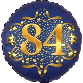 Satin Navy Blue Zahl 84 Luftballon aus Folie zum 84. Geburtstag, 45 cm, Satin Luxe