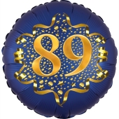 Satin Navy Blue Zahl 89 Luftballon aus Folie zum 89. Geburtstag, 45 cm, Satin Luxe, heliumgefüllt