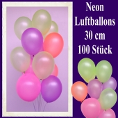 Neon-Luftballons, 30 cm, 100 Stück