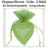 Organza-Herz Grün für Hochzeitsmandeln und Gastgeschenke