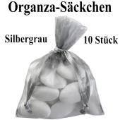 Organza-Beutel Silbergrau für Taufmandeln oder Hochzeitsmandeln