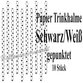 Schwarz-Weiß gepunktete Papier-Trinkhalme, 10 Stück