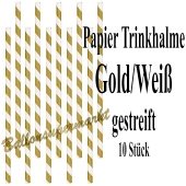 Gold-Weiße gestreifte Papier-Trinkhalme, 10 Stück