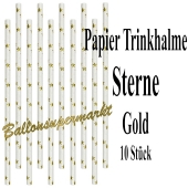 Goldene Sterne Papier-Trinkhalme, 10 Stück