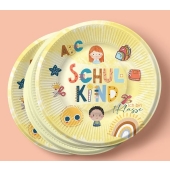 6 Stück Pappteller zur Einschulung, Schulkind