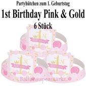 Partyhuetchen 1st Birthday Pink & Gold zum 1. Geburtstag Maedchen