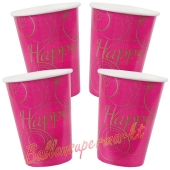 Partybecher Happy, pink, 10 Stück