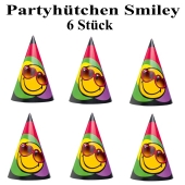 Smiley Partyhütchen, 6 Stück im Sortiment