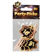 Party Picker Zahl 18, Schwarz/Gold, Dekoration zum Geburtstag