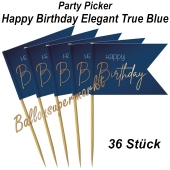 Party-Picker Elegant True Blue Happy Birthday, Dekoration zum Geburtstag
