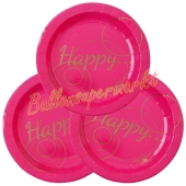 Partyteller Happy, pink, 10 Stück