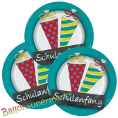 Partyteller zum Schulanfang, Schultüten, Zuckertüten