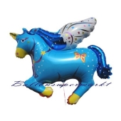 Luftballon Pegasus, Einhorn, Blau, Folienballon mit Ballongas