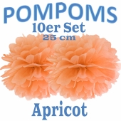 Pompoms Apricot, 25 cm, 10 Stück