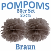 Pompoms Braun, 25 cm, 50 Stück