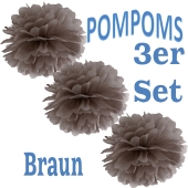 Pompoms Braun, 3 Stück