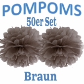 Pompoms Braun, 35 cm, 50 Stück