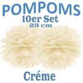 Pompoms Créme, 25 cm, 10 Stück