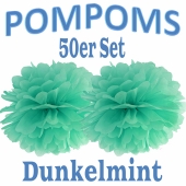 Pompoms Dunkelmint, 35 cm, 50 Stück