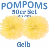 Pompoms Gelb, 25 cm, 50 Stück