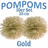 Pompoms Gold, 25 cm, 10 Stück