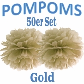 Pompoms Gold, 35 cm, 50 Stück