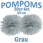 Pompoms Grau, 25 cm, 50 Stück