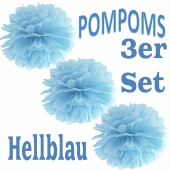 Pompoms Hellblau, 3 Stück