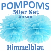 Pompoms Hellblau, 25 cm, 50 Stück