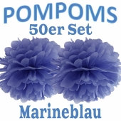 Pompoms Marineblau, 50 Stück