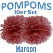 Pompoms Maroon, 35 cm, 10 Stück