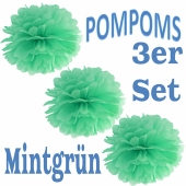 Pompoms Mintgrün, 3 Stück