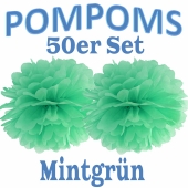 Pompoms Mintgrün, 50 Stück